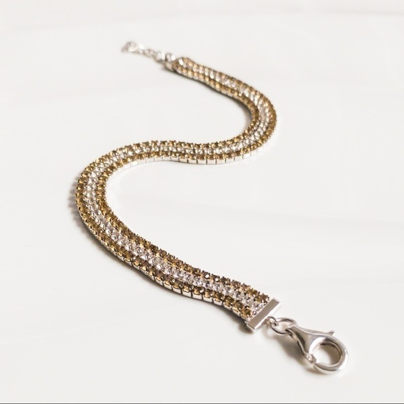 Sterling Silver White Topaz and Citrine Gemstone Layered Bracelet .925 NWT - Picture 6 of 14